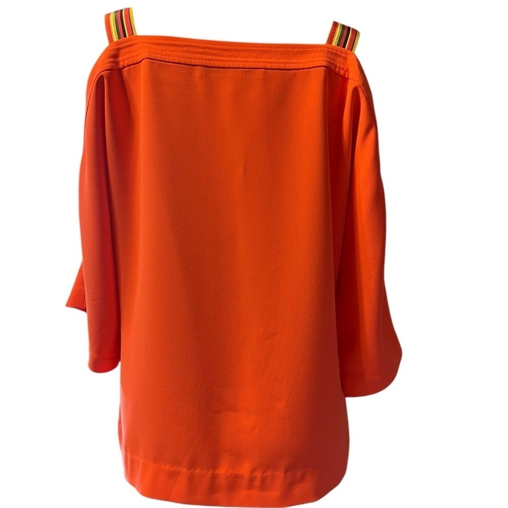 Trina Turk Cold Shoulder Blouse Size M Coral W Multicolor Strap. - Picture 4 of 9
